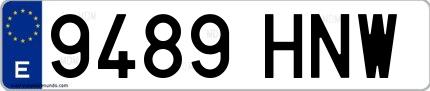 Ejemplo de matrícula española 9489 HNW