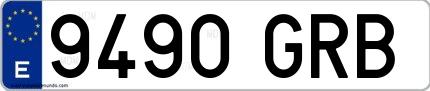 Ejemplo de matrícula española 9490 GRB