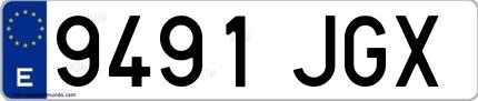 Ejemplo de matrícula española 9491 JGX