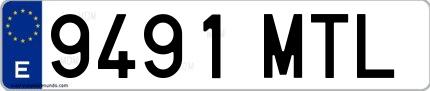 Ejemplo de matrícula española 9491 MTL
