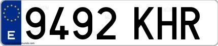 Ejemplo de matrícula española 9492 KHR