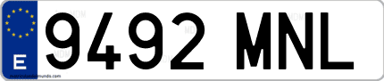 Ejemplo de matrícula de coche ordinaria 9492 MNL