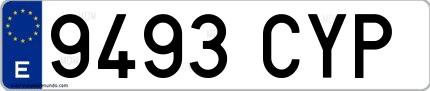 Ejemplo de matrícula española 9493 CYP