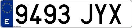 Ejemplo de matrícula española 9493 JYX