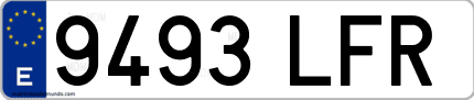 Ejemplo de matrícula de coche ordinaria 9493 LFR