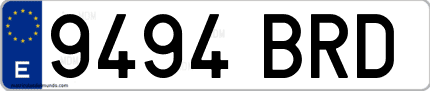 Ejemplo de matrícula de coche ordinaria 9494 BRD