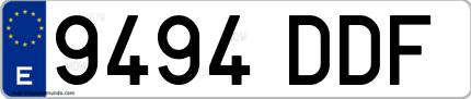 Ejemplo de matrícula de coche ordinaria 9494 DDF