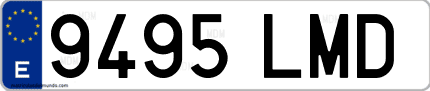 Ejemplo de matrícula de coche ordinaria 9495 LMD
