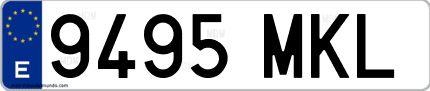 Ejemplo de matrícula de coche ordinaria 9495 MKL