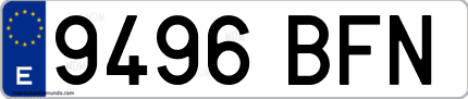 Ejemplo de matrícula de coche ordinaria 9496 BFN