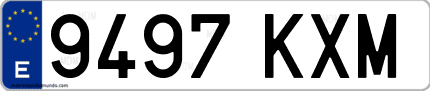 Ejemplo de matrícula de coche ordinaria 9497 KXM