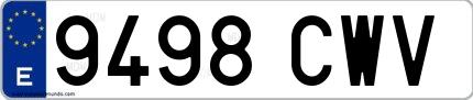 Ejemplo de matrícula española 9498 CWV