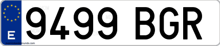 Ejemplo de matrícula de coche ordinaria 9499 BGR