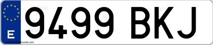 Ejemplo de matrícula española 9499 BKJ