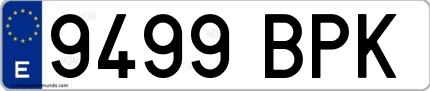Ejemplo de matrícula española 9499 BPK