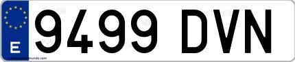Ejemplo de matrícula española 9499 DVN