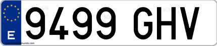 Ejemplo de matrícula de coche ordinaria 9499 GHV