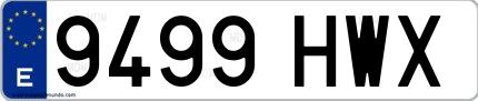 Ejemplo de matrícula española 9499 HWX