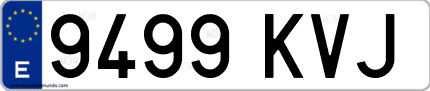 Ejemplo de matrícula de coche ordinaria 9499 KVJ