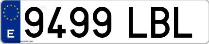 Ejemplo de matrícula española 9499 LBL