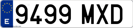 Ejemplo de matrícula de coche ordinaria 9499 MXD