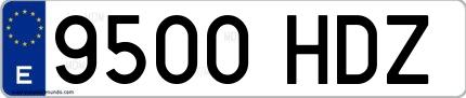 Ejemplo de matrícula española 9500 HDZ