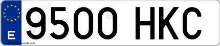 Ejemplo de matrícula española 9500 HKC