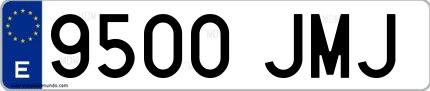 Ejemplo de matrícula española 9500 JMJ