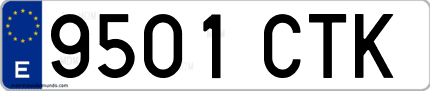 Ejemplo de matrícula de coche ordinaria 9501 CTK