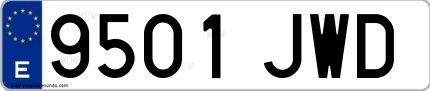 Ejemplo de matrícula de coche ordinaria 9501 JWD