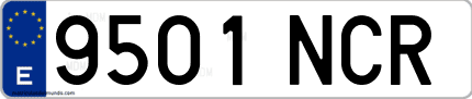 Ejemplo de matrícula de coche ordinaria 9501 NCR