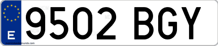 Ejemplo de matrícula de coche ordinaria 9502 BGY