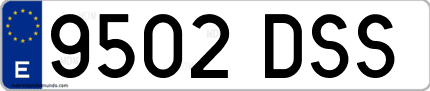 Ejemplo de matrícula de coche ordinaria 9502 DSS