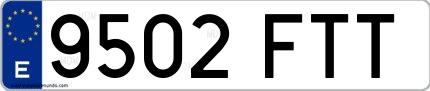Ejemplo de matrícula española 9502 FTT