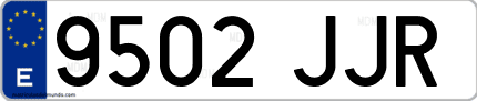 Ejemplo de matrícula de coche ordinaria 9502 JJR