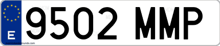 Ejemplo de matrícula de coche ordinaria 9502 MMP