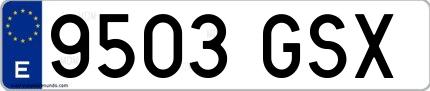 Ejemplo de matrícula española 9503 GSX