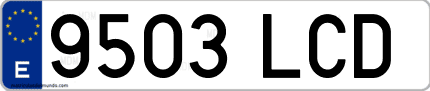 Ejemplo de matrícula de coche ordinaria 9503 LCD