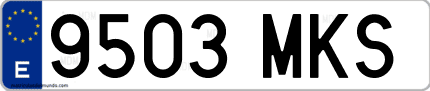 Ejemplo de matrícula de coche ordinaria 9503 MKS
