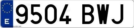 Ejemplo de matrícula española 9504 BWJ