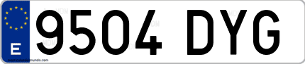 Ejemplo de matrícula de coche ordinaria 9504 DYG