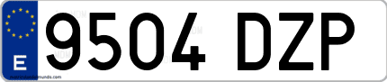 Ejemplo de matrícula de coche ordinaria 9504 DZP