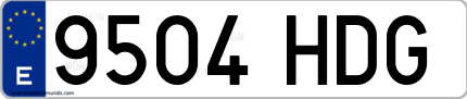 Ejemplo de matrícula de coche ordinaria 9504 HDG
