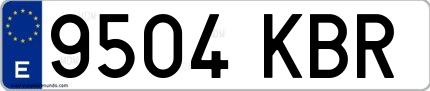 Ejemplo de matrícula española 9504 KBR