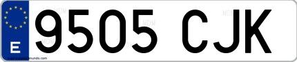 Ejemplo de matrícula española 9505 CJK