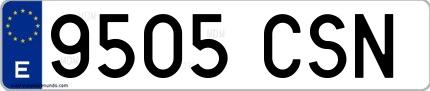 Ejemplo de matrícula española 9505 CSN