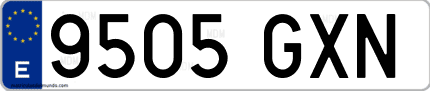 Ejemplo de matrícula de coche ordinaria 9505 GXN