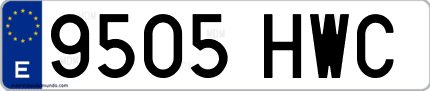 Ejemplo de matrícula de coche ordinaria 9505 HWC
