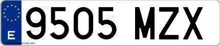 Ejemplo de matrícula española 9505 MZX