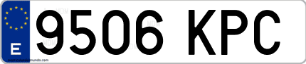 Ejemplo de matrícula de coche ordinaria 9506 KPC